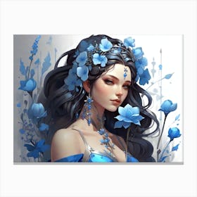 Blue Flower Girl Canvas Print