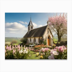 Church In Spring paintings art print Canvas Print