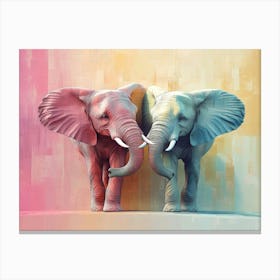 Two Elephants In Love Canvas Print