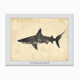 Wobbegong Shark Silhouette 2 Poster Canvas Print