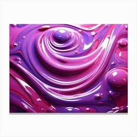 Pink & Purple Gloss Fluid Swirls & Bubbles Abstract Canvas Print