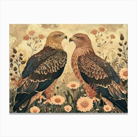 Floral Animal Illustration Eagle 3 Canvas Print