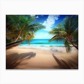 Palm Trees On The Beach 2 Canvas Print