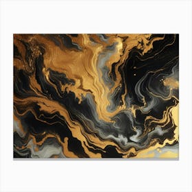 Abstract Gold And Black Painting Canvas Print