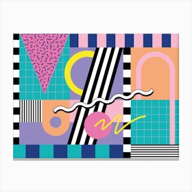 Memphis Pattern 90s Retro Vaporwave 80s Vintage Artwork Canvas Print