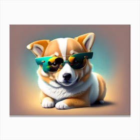 Corgi Dog In Sunglasses 1 Canvas Print