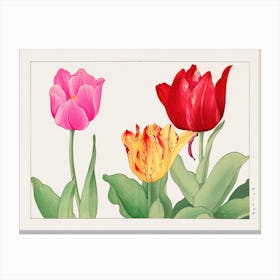Tulip, Japanese Woodblock Print Canvas Print