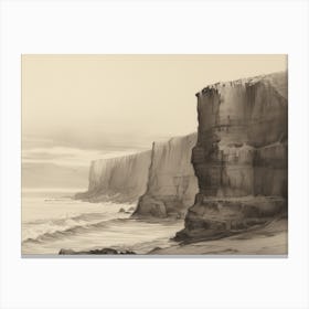 Antique Coastal Sketch Canvas Print