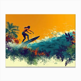Surfer On Surfboard Canvas Print