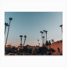 Palmtrees Marrakech Moonlight | Streets of Morocco photography Canvas Print