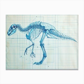 Parasaurolophus Skeleton Hand Drawn Blueprint 1 Canvas Print
