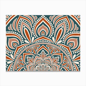 WA240021 - Intricate Orange and Teal Mandala - Vibrant Bohemian Geometric Art Canvas Print