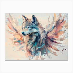 Wolf With Wings Animal Abstract Art In Pastel Colors Canvas Print