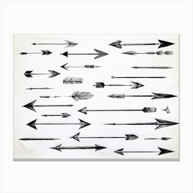 Black And White Abstract Watercolor Illustration Of A Diverse Collection Of Hand Drawn Arrows And Po (1) Canvas Print