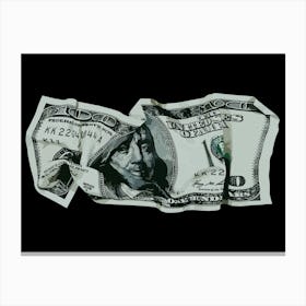 Crumpled $100 Bill Artwork Canvas Print