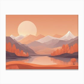Misty mountains horizontal background in orange tone 4 Canvas Print