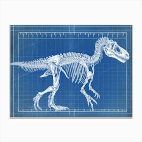 Dilophosaurus Skeleton Hand Drawn Blueprint 1 Canvas Print