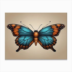 Blue And Orange Butterfly Canvas Print