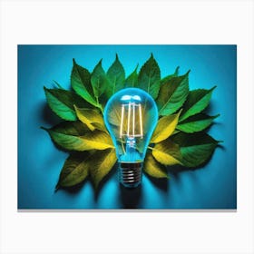 Sustainability environment light bulb with Green Leaves Canvas Print