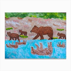 Mama Bear and Cubs Canvas Print