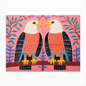 Bald Eagle 3 Folk Style Animal Illustration Canvas Print