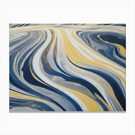 Abstract Swirling Pattern With A Hypnotic Effect, Featuring Blue, White, And Yellow Colors Canvas Print