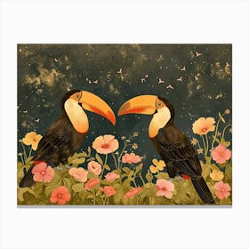 Floral Animal Illustration Toucan 2 Canvas Print