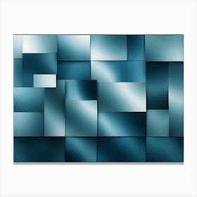 A Geometric Pattern Of Squares In Various Shades Of Blue, Creating A Modern And Abstract Look Canvas Print