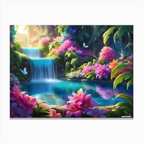 Waterfall In The Jungle 9 Canvas Print