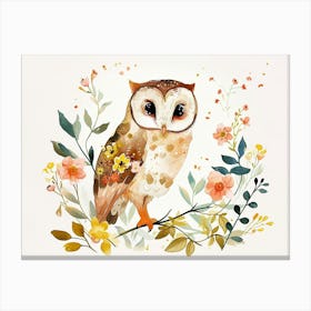Little Floral Owl 1 Canvas Print