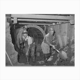 Excavating Work, Construction Of Sewage Lines And Sewage Disposal Plant, A Wpa (Work Projects Administration) Canvas Print