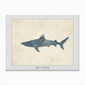 Mako Shark Grey Silhouette 2 Poster Canvas Print