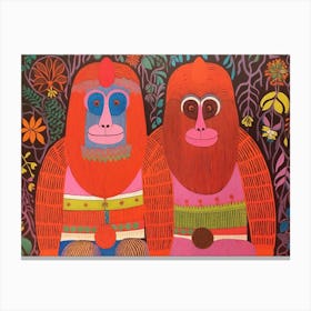 Orangutan 1 Folk Style Animal Illustration Canvas Print
