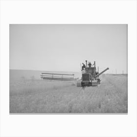 Tractor Drawn Combine In Wheat Field On Eureka Flats, Walla Walla County, Washington By Russell Lee Canvas Print