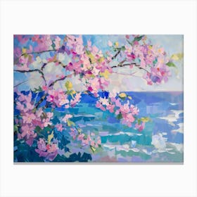 Cherry Blossoms By The Sea Canvas Print