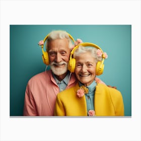 Senior Couple Listening To Music Canvas Print
