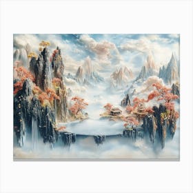 3d Featuring Fantastical Floating Islands And Ethereal Flora Painting Canvas Print