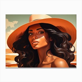 Illustration of an African American woman at the beach 66 Canvas Print