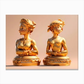 Two Golden Statues Canvas Print