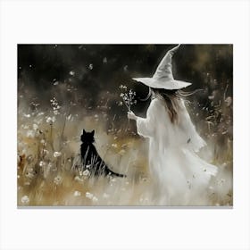 Witch In The Field Canvas Print