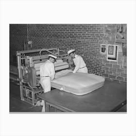 Filling Mattress Case With Cotton Linters, Mattress Factory, San Angelo, Texas By Russell Lee Canvas Print