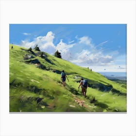 Hikers On A Hill Canvas Print