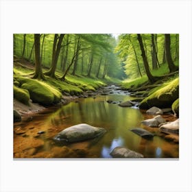 Stream In The Forest Canvas Print