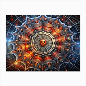 Abstract Halloween Web With Jack O Lantern In Center Canvas Print