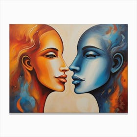 Two Women Kissing Canvas Print