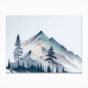 Mountain And Forest In Minimalist Watercolor Horizontal Composition 158 Canvas Print