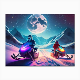 Snowmobiles In The Snow Canvas Print