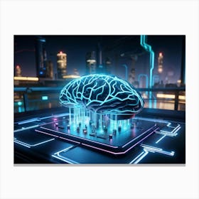 An Intricate Digital Brain Interface Intertwined With A Vast Ai Network Studying The Neural Connec (2) 2 Canvas Print