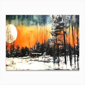 Winter Moon - December Landscape Canvas Print