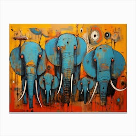 Family Of Elephants Canvas Print